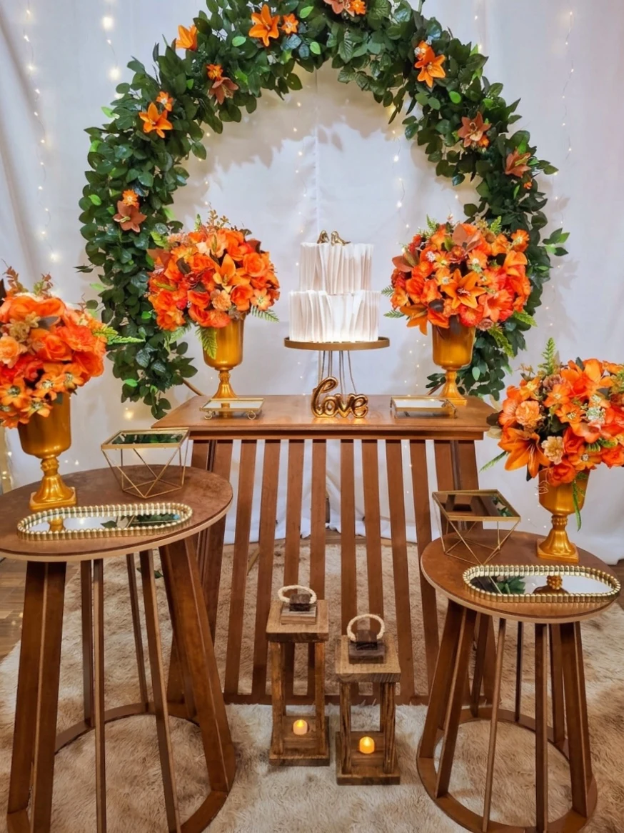 Decoração para Casamento Arco Rústico Laranja em Belo Horizonte - W&N Decor Festas