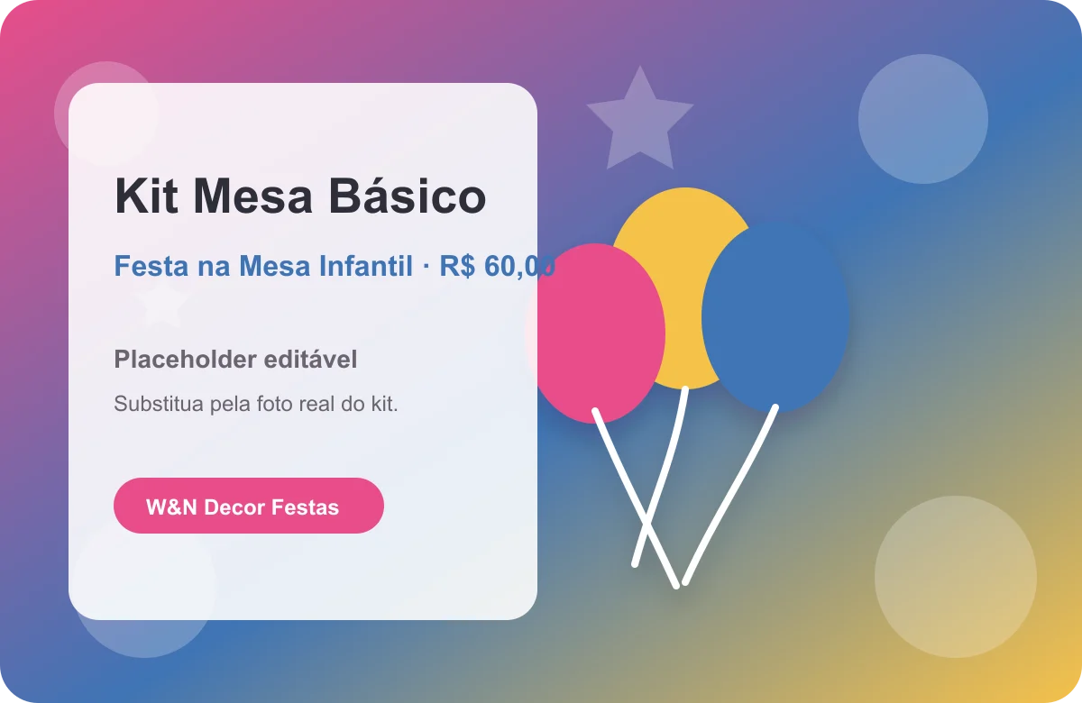 Kit Mesa Básico da W&N Decor Festas