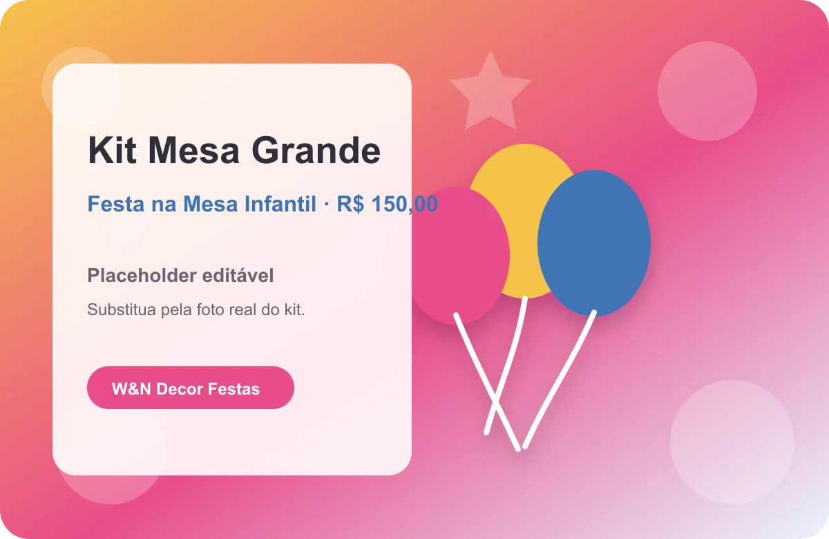 Kit Mesa Grande da W&N Decor Festas