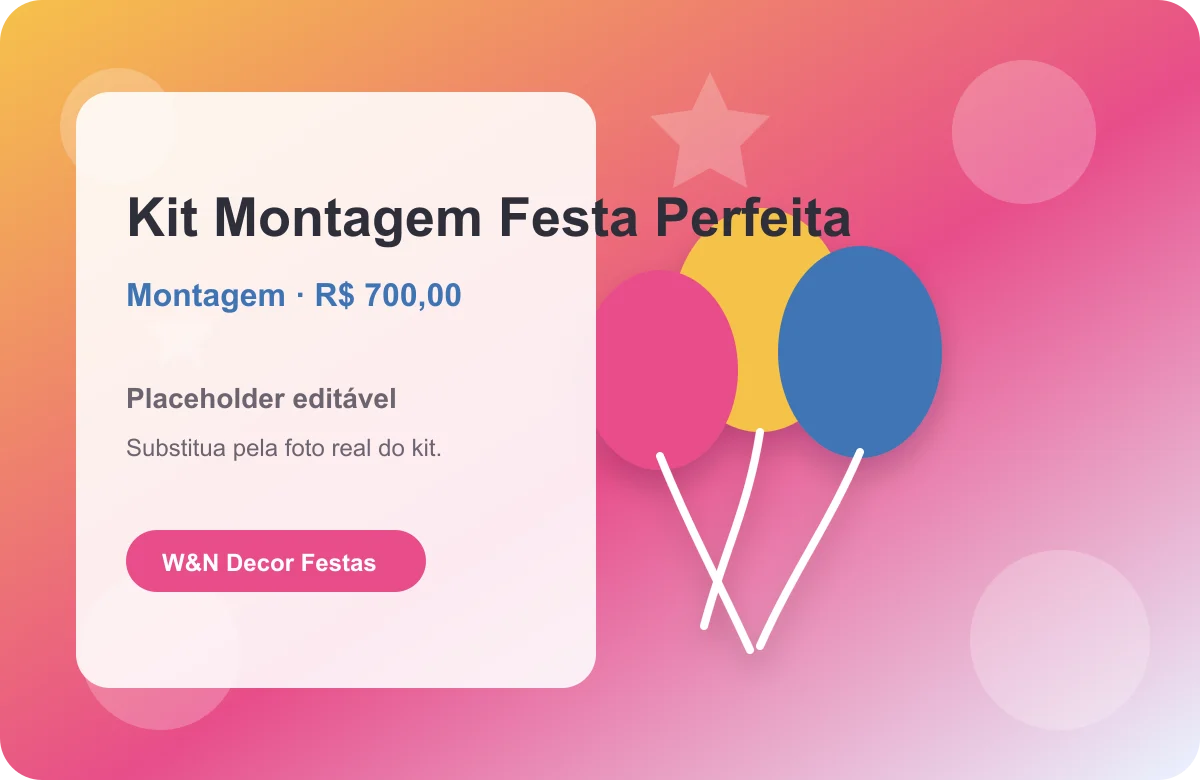 Kit Montagem Festa Perfeita da W&N Decor Festas